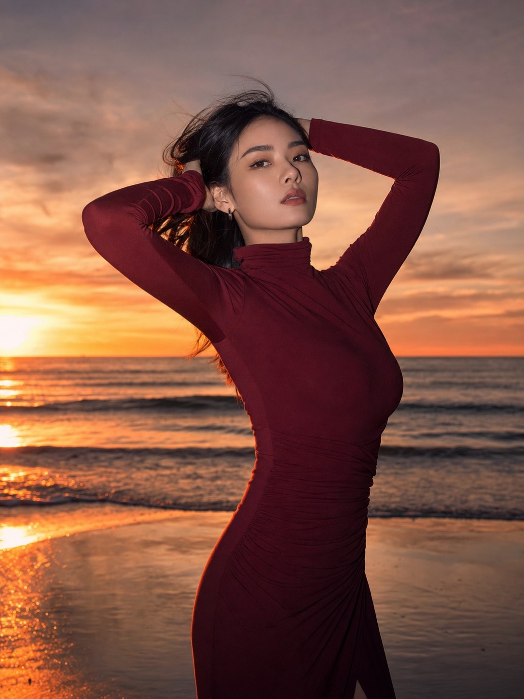 海边夕阳人像样例